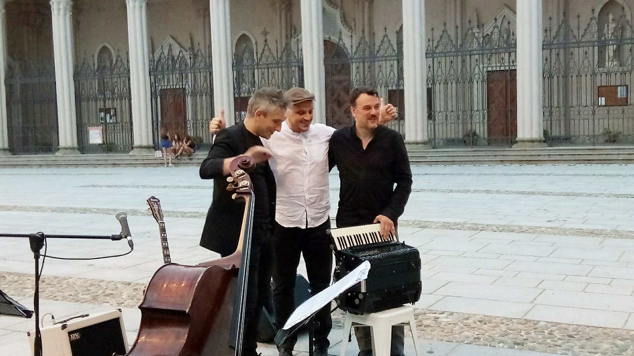 26 luglio 2018 a Biella Daniele Gregolin,Nadio Marenco e Cesare Pizzetti