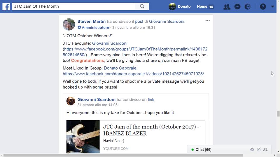 Secondo posto su jam of the month per Donato Caporale, un’iniziativa del sito jamtrackcentral.com