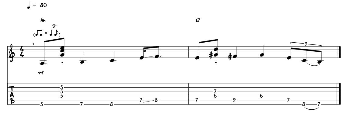 Chitarra Jazz: tre fraseggi in minore armonico