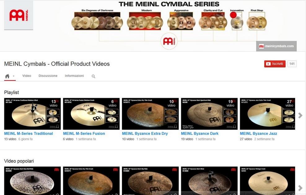 Nuovo canale YouTube per Meinl Cymbals