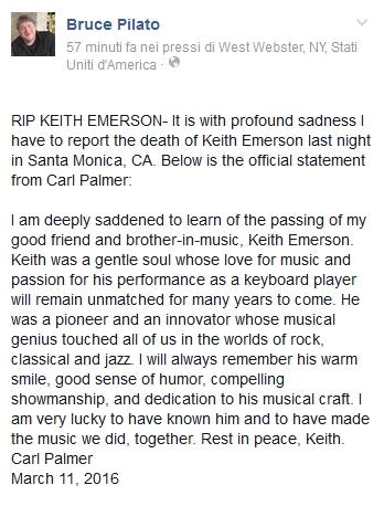 Ci lascia anche Keith Emerson